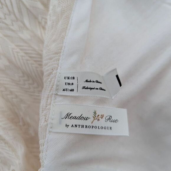 Anthropologie Meadow Rue Prespa Ivory V-Neck Pleated Tank Midi Dress Size 8 - Picture 5 of 10